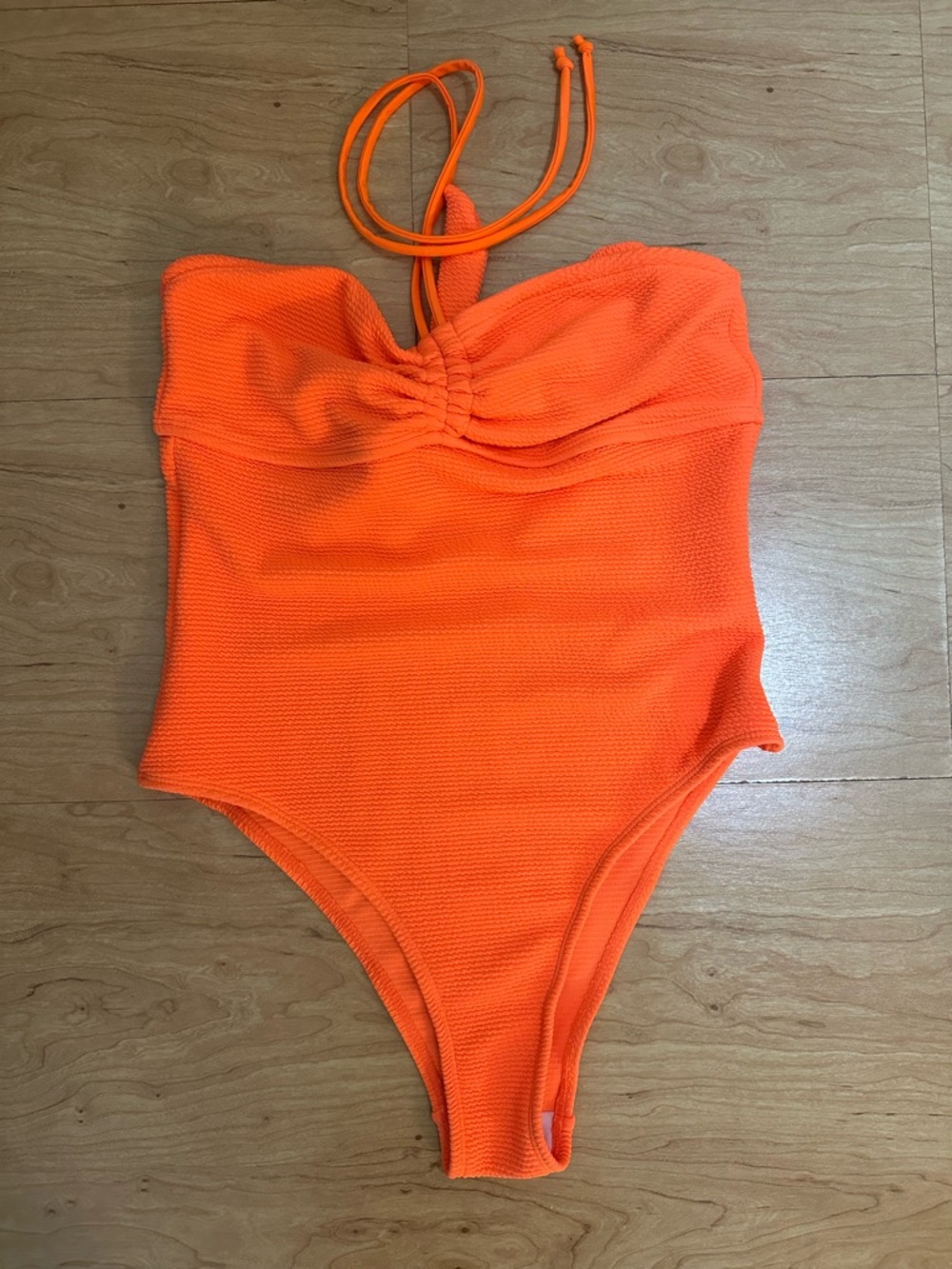 Women’s Bright Orange One-Piece Halter Swim Suit Size Large
